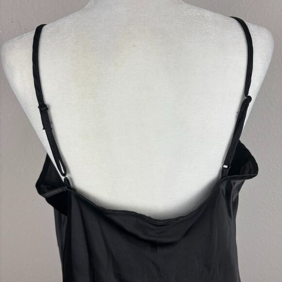 Bebe Slip Dress XL Black Satin Y2K Gothic Glam Coquette Grunge Cowl Drape Neck - Picture 7 of 10